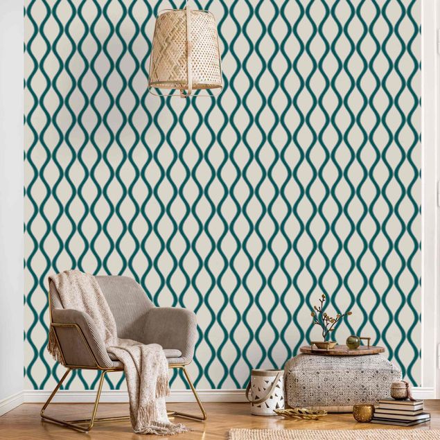 Modern wallpaper designs Retro Pattern With Waves In Emerald