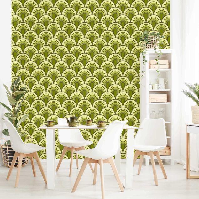 Geometric pattern wallpaper Retro Shed Green