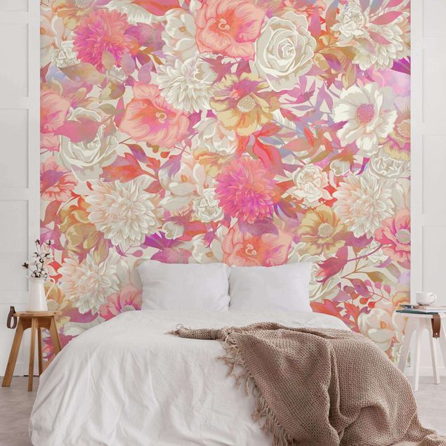 Floral wallpaper Pink Blossom Dream With Roses