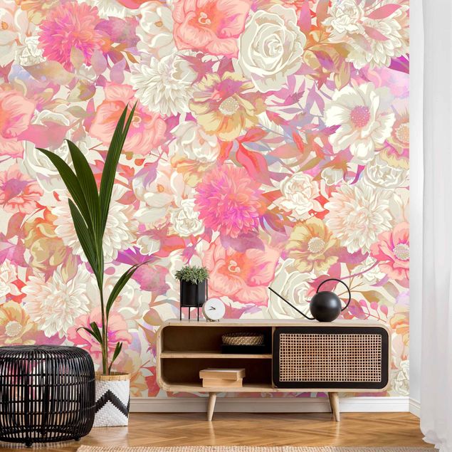 Contemporary wallpaper Pink Blossom Dream With Roses