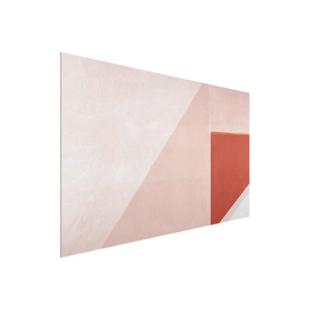 Abstract glass wall art Pink Geometry