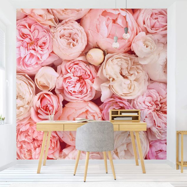 Contemporary wallpaper Roses Rosé Coral Shabby