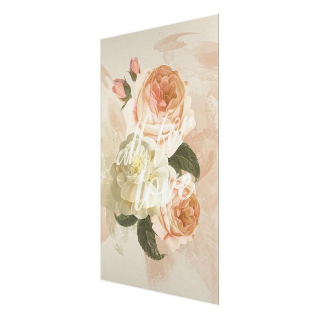 Pink art canvas Roses - All for Love
