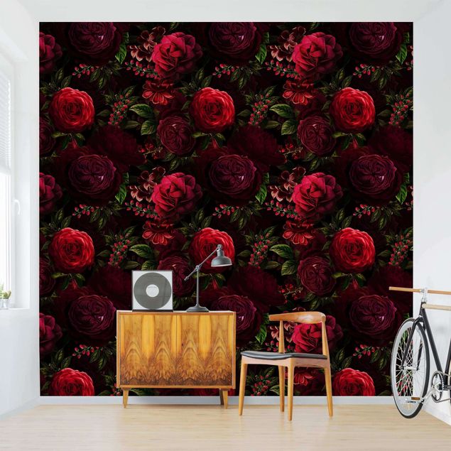 Wallpapers rose Red Roses In Front of Black