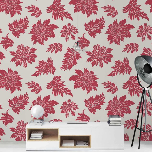 Wallpapers flower Red Baroque Floral Pattern