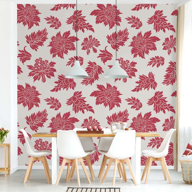 Wallpapers patterns Red Baroque Floral Pattern