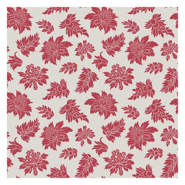 Wallpaper - Red Baroque Floral Pattern