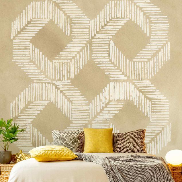 Geometric shapes wallpaper Sand Coloured Modern Geometry II