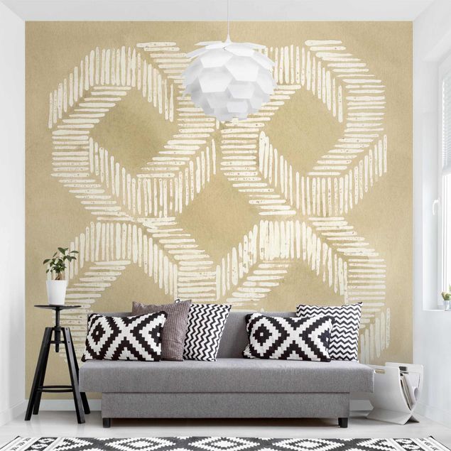 Contemporary wallpaper Sand Coloured Modern Geometry II