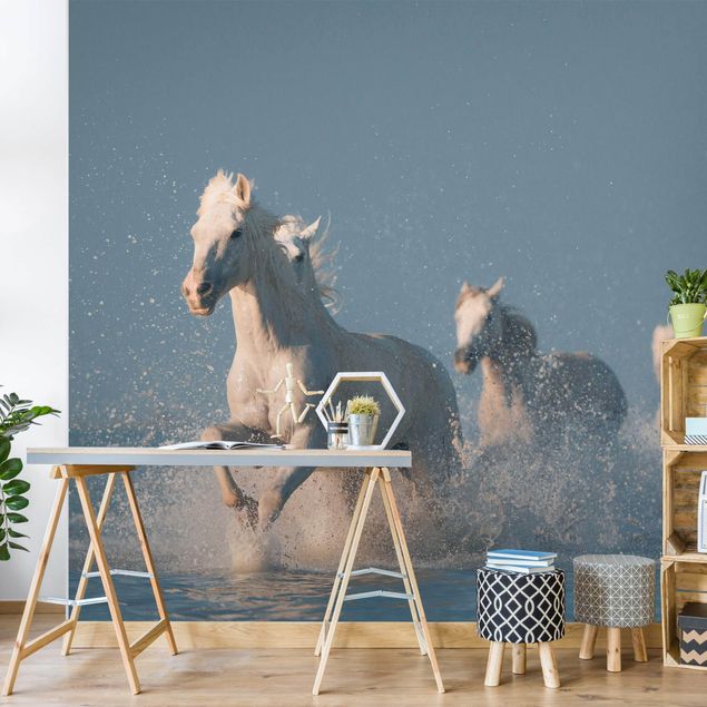 Contemporary wallpaper Herd Of White Horses