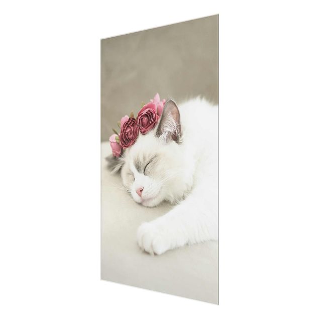 Prints flower Sleeping Cat with Roses