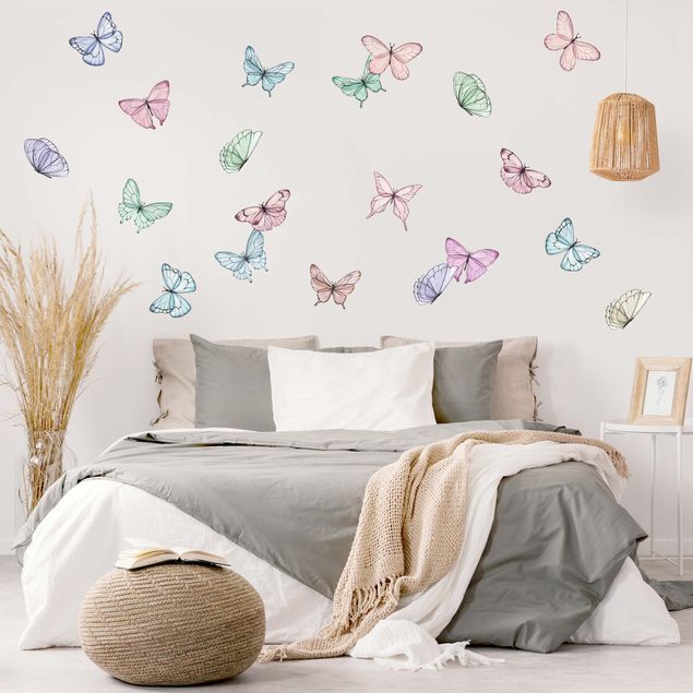 Wall stickers Butterflies watercolor pastel set