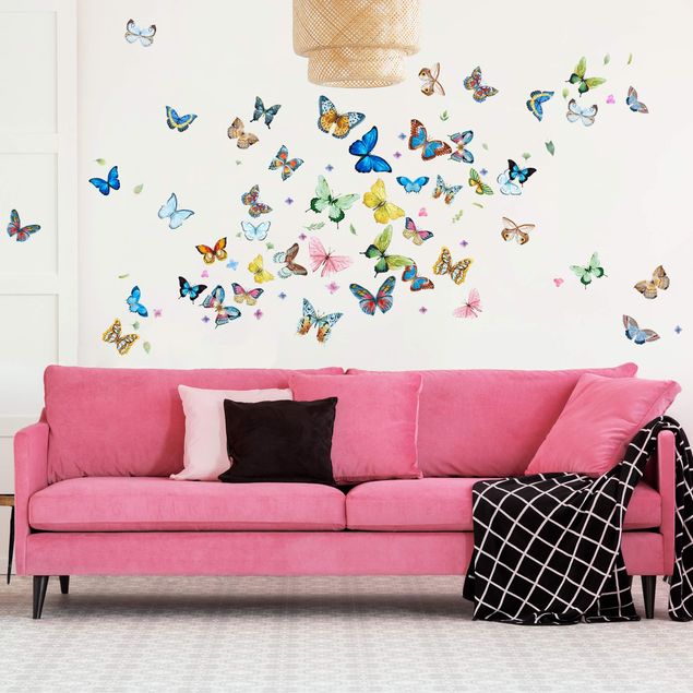 Animal print wall stickers Butterflies Watercolor XXL Set