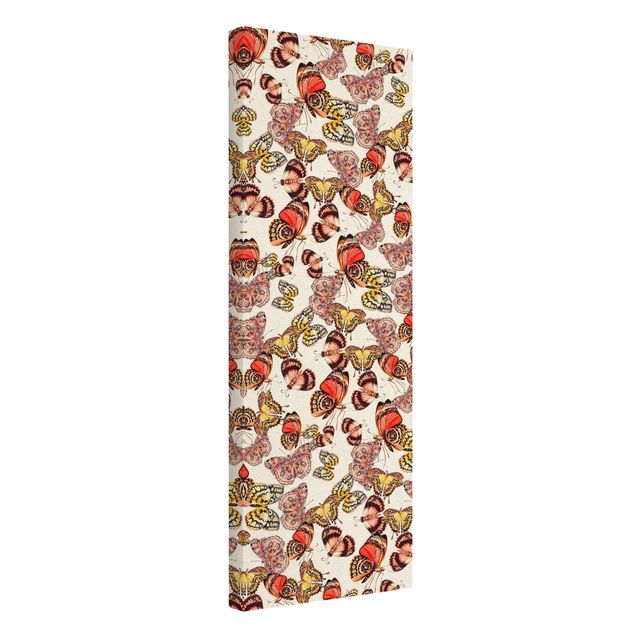 Red canvas wall art Swarm Of Butterflies Peacock Butterfly