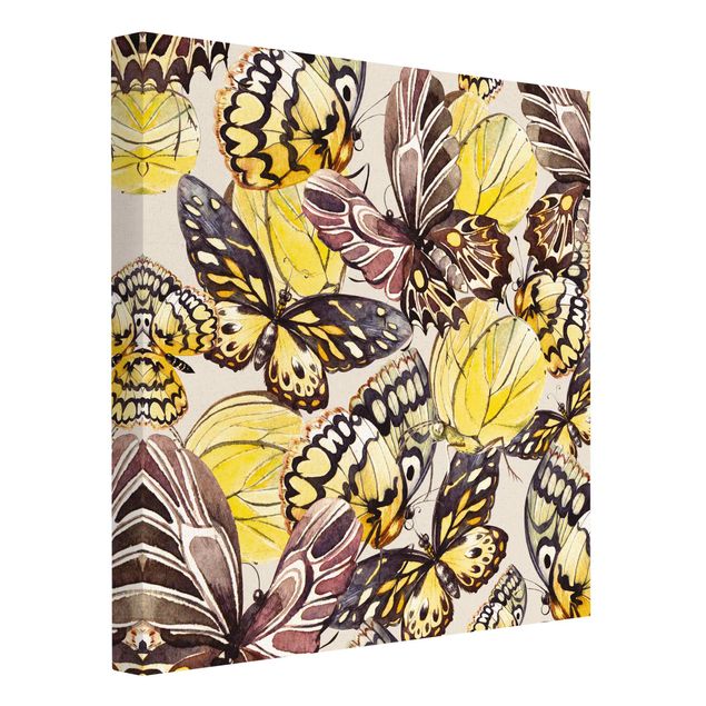 Yellow canvas wall art Swarm Of Butterflies Brimstone Butterfly