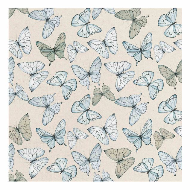 Floral prints Swarm Of Delicate Blue Butterflies