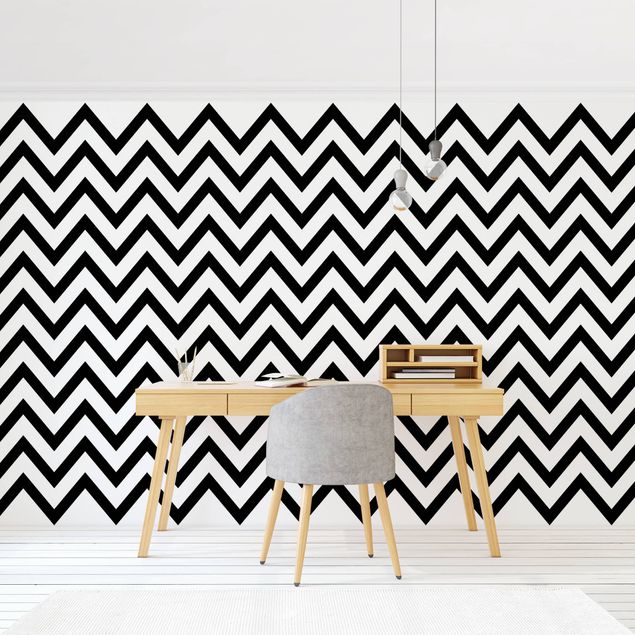 Striped wallpaper Black And White Zigzag