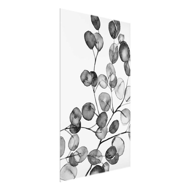 Floral canvas Black And White Eucalyptus Twig Watercolour