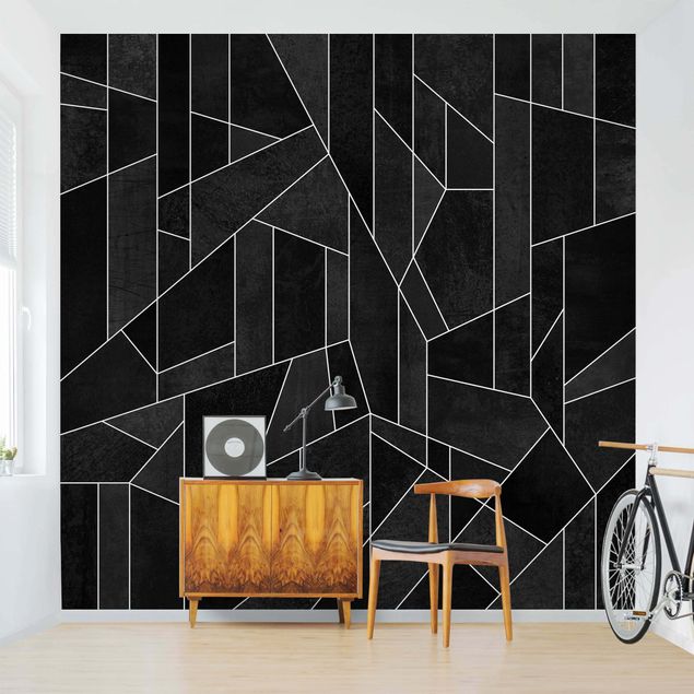 Geometric shapes wallpaper Black And White Geometric Watercolour