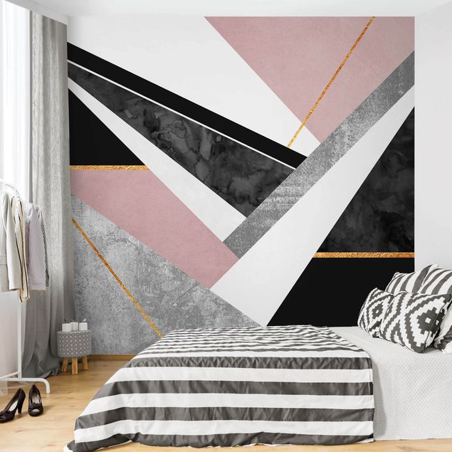 Contemporary wallpaper Black And White Geometry With Gold
