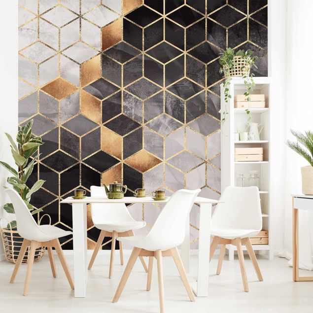 Wallpapers geometric Black And White Golden Geometry