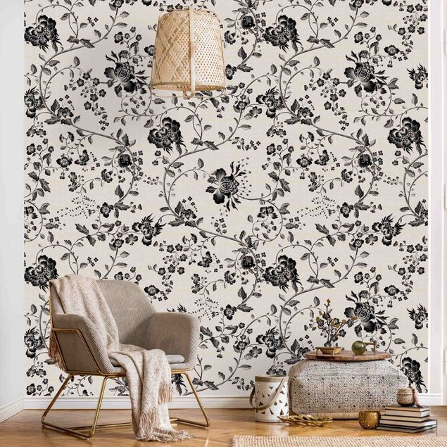 Wallpapers black and white Black Flower Tendrils
