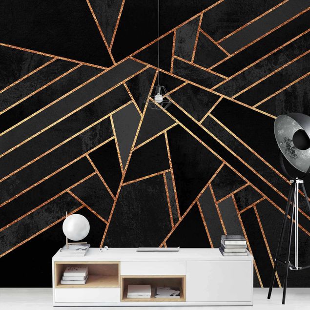 Modern wallpaper designs Black Triangles Gold
