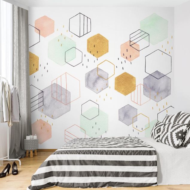 Peel and stick wallpaper Hexagonal Scattering I