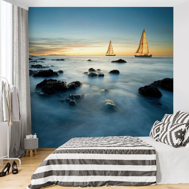 Contemporary wallpaper Sailboats On the Ocean