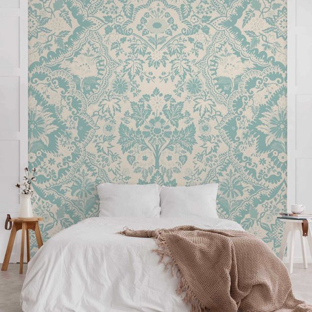 Contemporary wallpaper Shabby Baroque Wallpaper In Azure