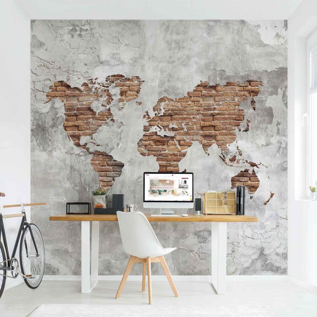 Wallpapers brick Shabby Concrete Brick World Map