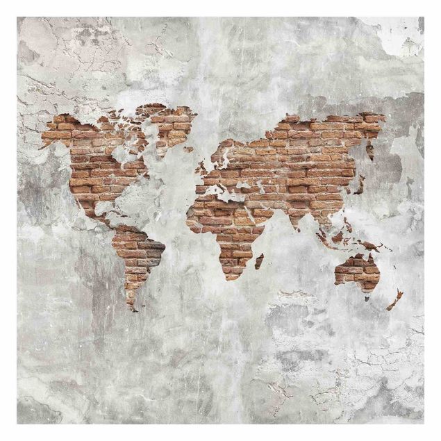 Wallpapers grey Shabby Concrete Brick World Map