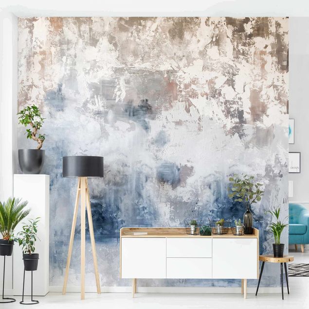 Wallpapers stone Shabby Concrete Wall Plaster Blue