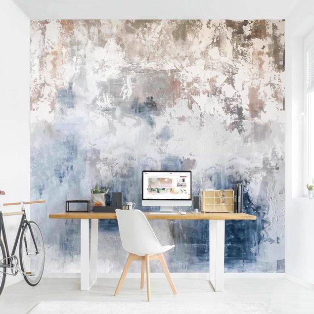 Modern wallpaper designs Shabby Concrete Wall Plaster Blue