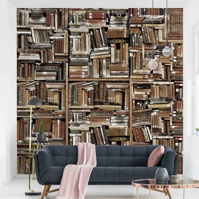 Retro wallpaper Shabby Wall Of Books