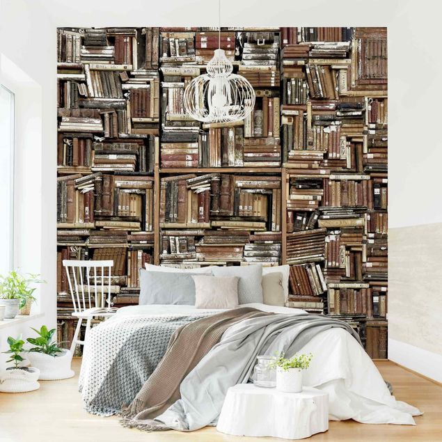 Wallpapers modern Shabby Wall Of Books