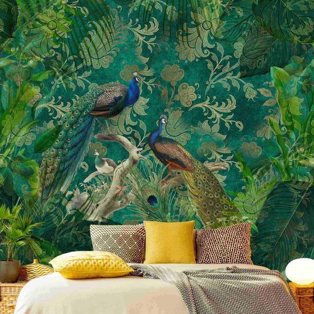 Wallpapers flower Shabby Chic Collage - Noble Peacock II