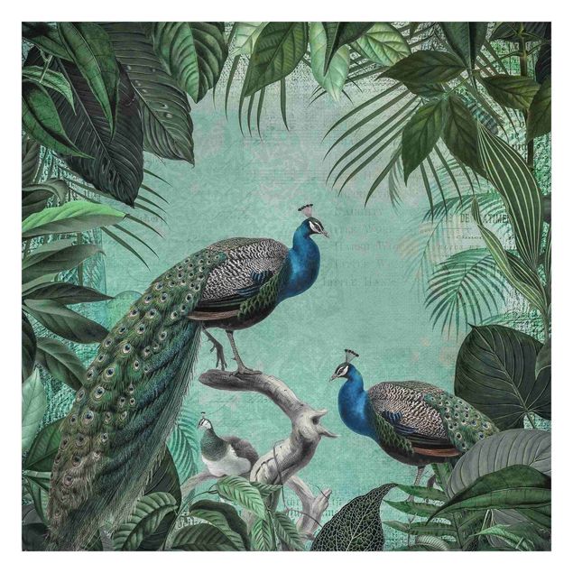 Wallpapers turquoise Shabby Chic Collage - Noble Peacock