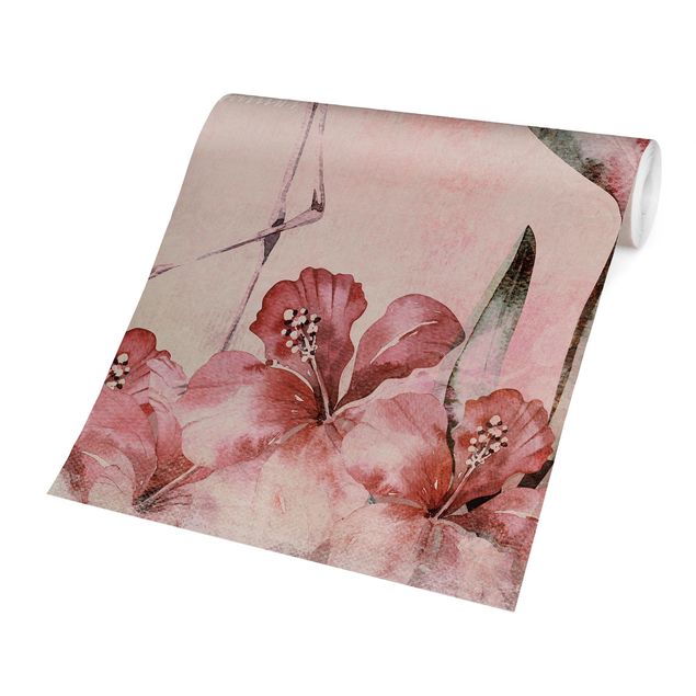 Wallpapers animals Shabby Chic Collage - Flamingo