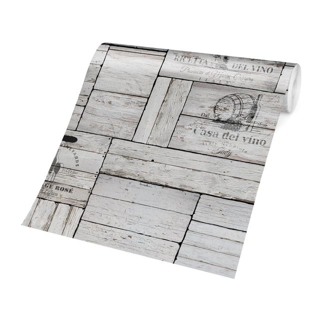 Peel and stick wallpaper Shabby Wooden Crates