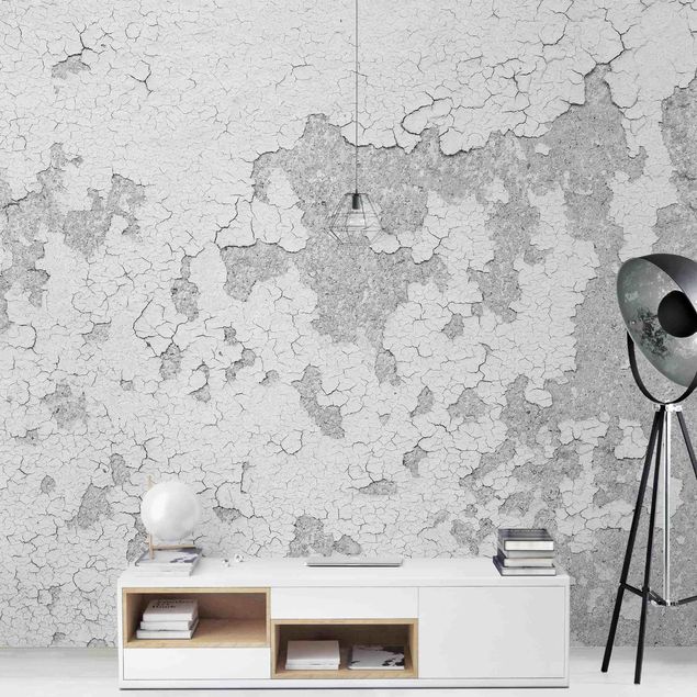 Concrete effect wallpaper Shabby Plaster In Grey
