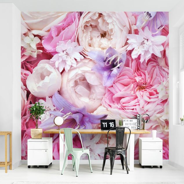 Modern wallpaper designs Shabby Roses With Bluebells
