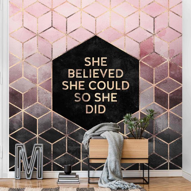 Modern wallpaper designs She Believed She Could Rosé Gold
