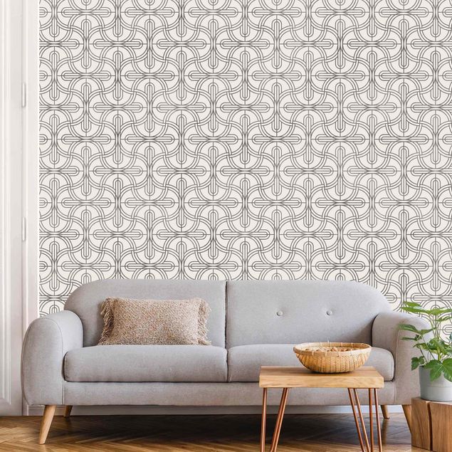 Wallpapers geometric Silver Art Deco Pattern XXL
