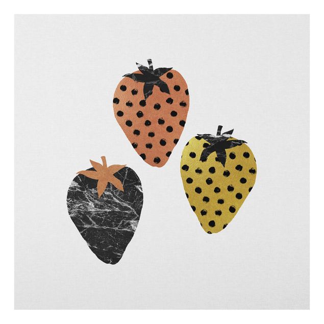 Black art prints Scandinavian Strawberries