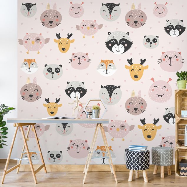 Modern wallpaper designs Scandinavian Friendly Animal Faces