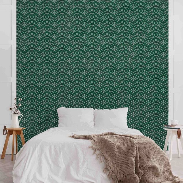 Contemporary wallpaper Emerald Art Deco Line Pattern