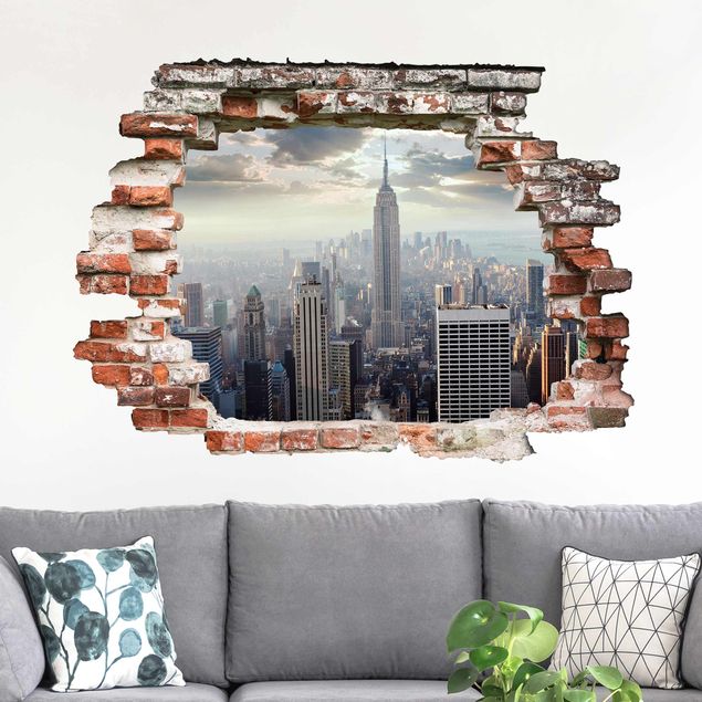 New york wall decal 3D sunrise in New York