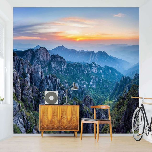 Modern wallpaper designs Rising Sun Over The Huangshan Mountains