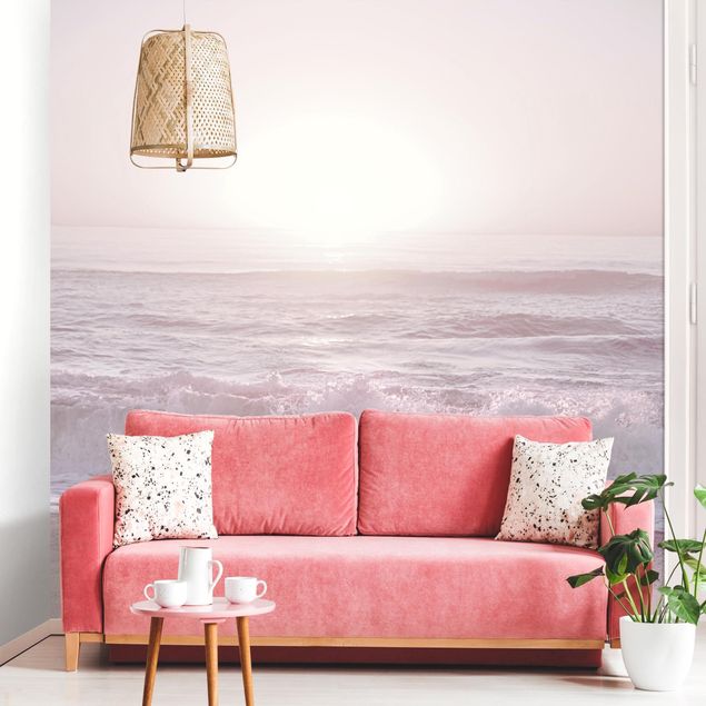 Caribbean beach wallpaper Sunset In Pale Pink